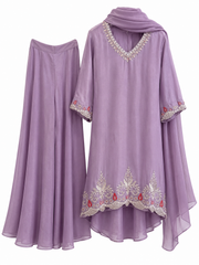 3-Piece Kurta Set / Soft Lilac- RJ41