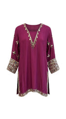 3-Piece Gharara Set / Rich Berry Plum - M2509