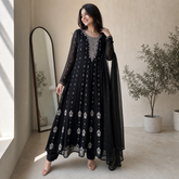 3-Piece Anarkali Set / Classic Midnight Black - F113