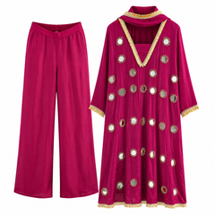Jaal Anarkali Set - 3-Piece Anarkali Set / Vibrant maroon - M2517