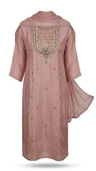 3-Piece Suit Set - Soft Blush Pink / Ensemble Adorned with Delicate Embroidery - LB77