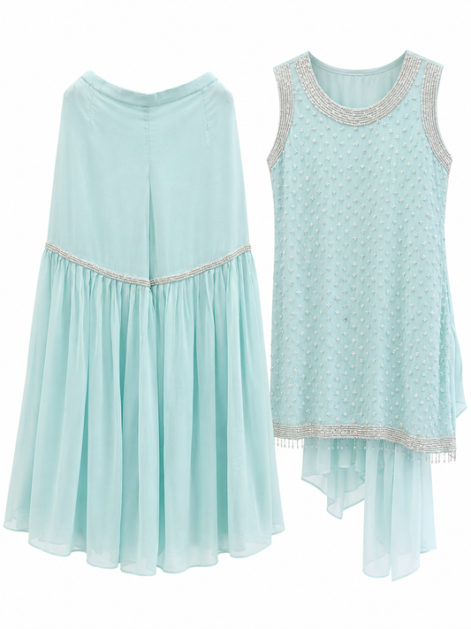 Sleeveless Kurta / 2-Piece Set / Ice Blue - RJ18