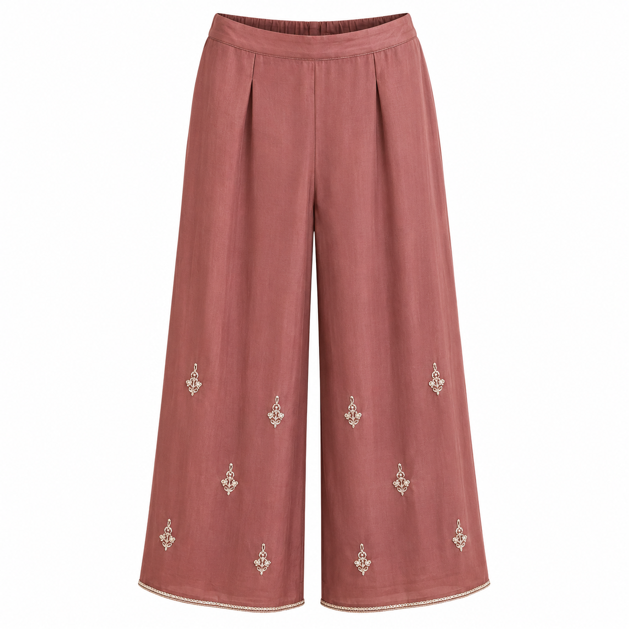 Rust Rose Embroidered Suit Set - 3-Piece Suit Set / Rust Brown - RJ11