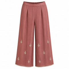 Rust Rose Embroidered Suit Set - 3-Piece Suit Set / Rust Brown - RJ11
