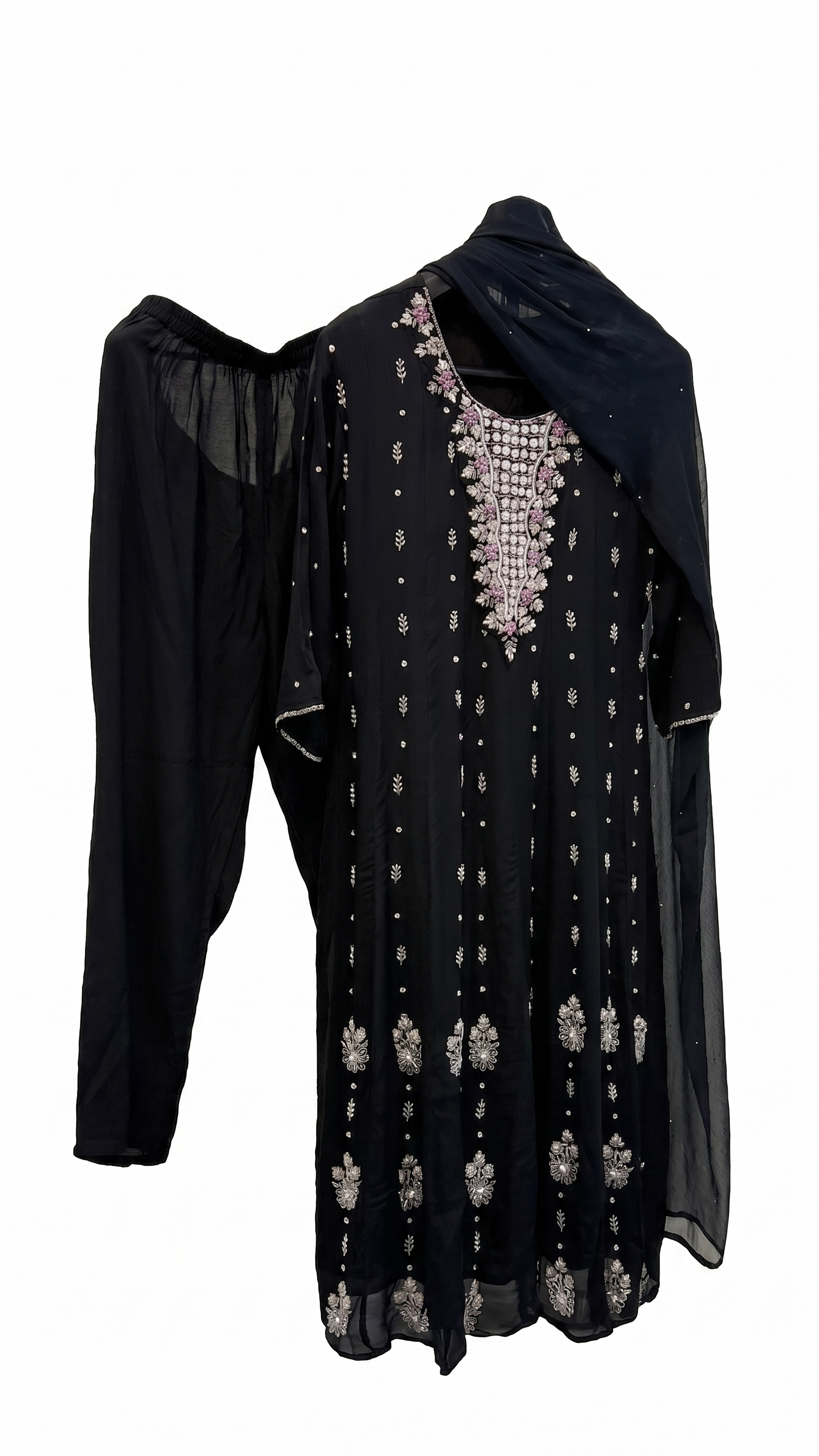 3-Piece Anarkali Set / Classic Midnight Black - F113