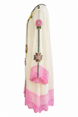 Gulnaar Co-ord Set / 2-Piece Co-ord Set / Ivory with Blush Pink Accents- M2585
