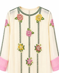 Gulnaar Co-ord Set / 2-Piece Co-ord Set / Ivory with Blush Pink Accents- M2585