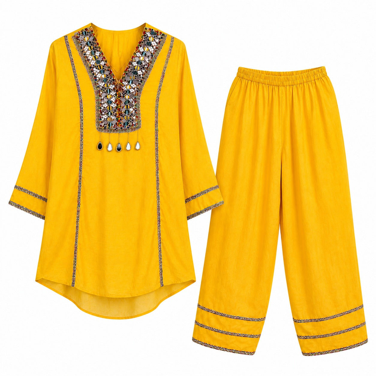 3-Piece Suit Set / Vibrant Mustard Yellow - M 2496