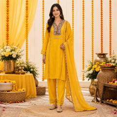 3-Piece Suit Set / Vibrant Mustard Yellow - M 2496