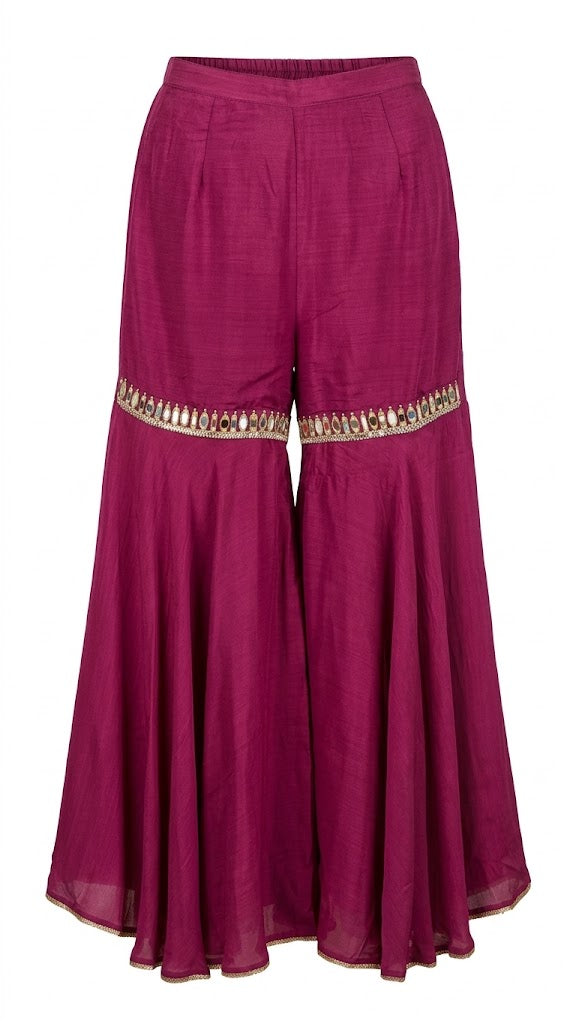 3-Piece Gharara Set / Rich Berry Plum - M2509