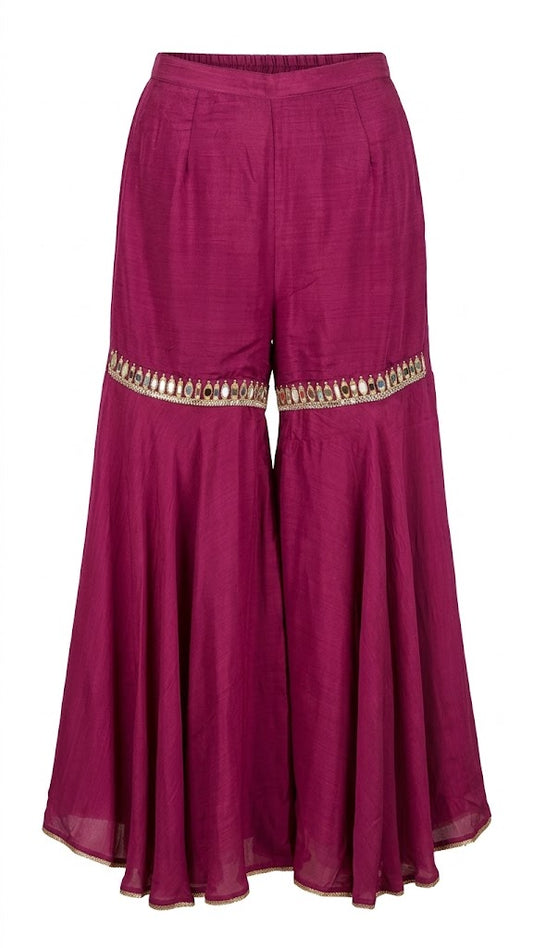 3-Piece Gharara Set / Rich Berry Plum - M2509
