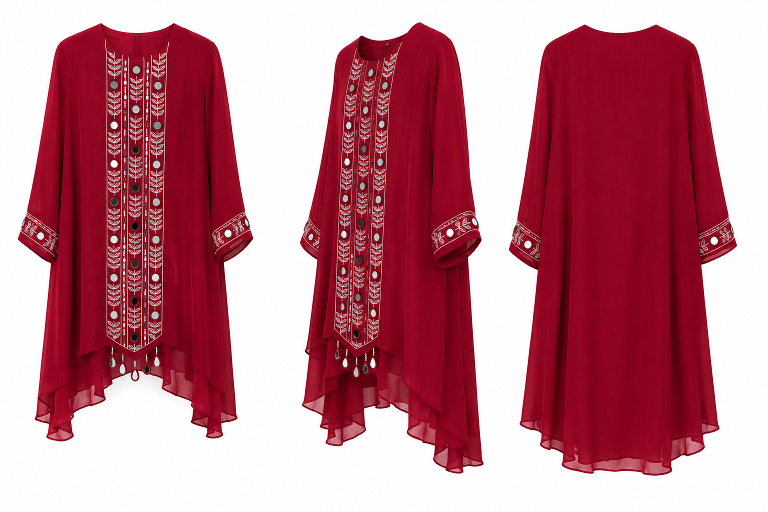 3-piece Gharara set / Rich Crimson Red- M2451
