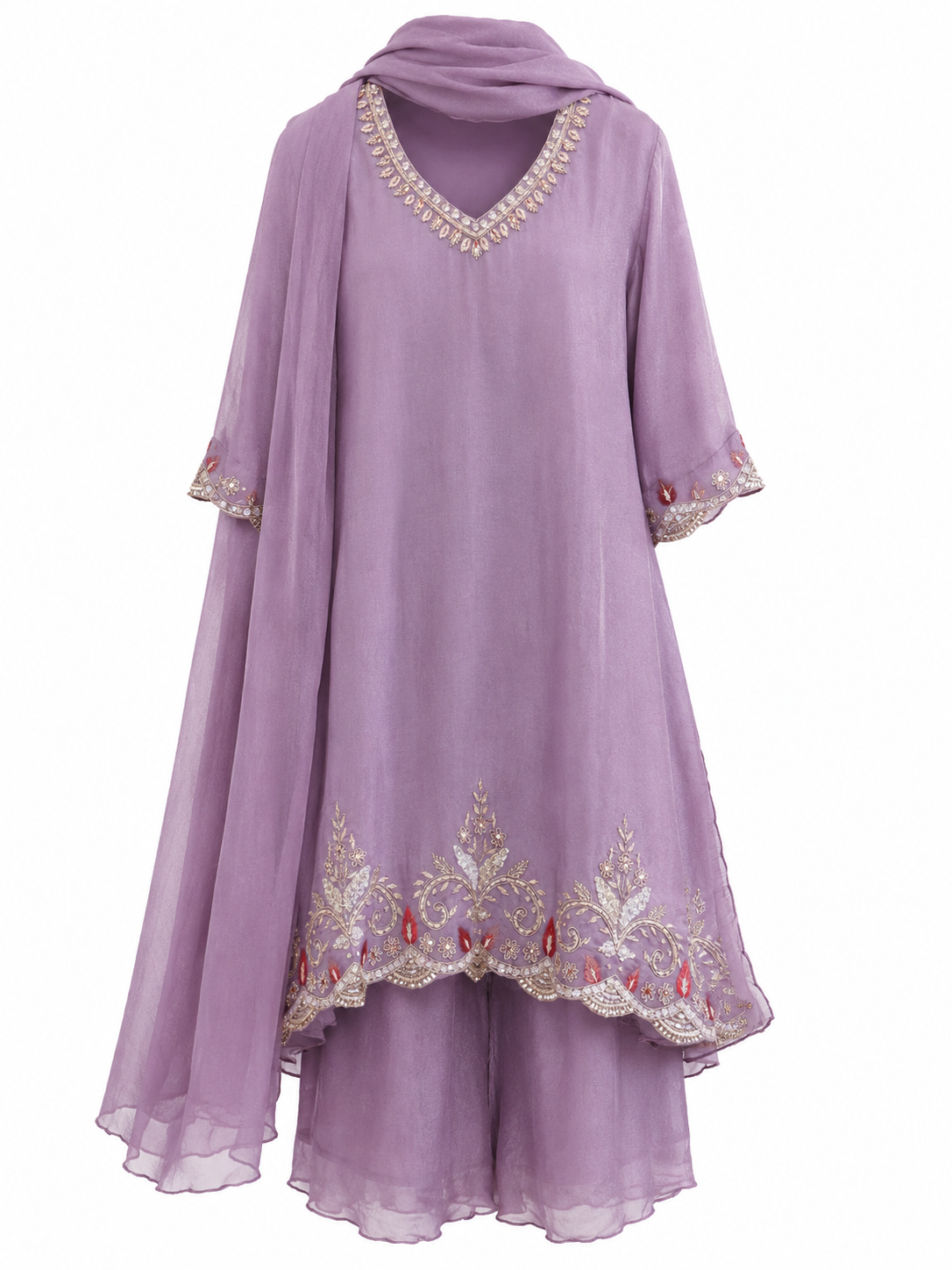 3-Piece Kurta Set  / Soft Lilac- RJ41